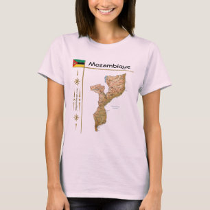 Camiseta Mapa de Moçambique + Bandeira + Título