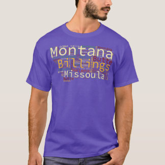 Camiseta Mapa de Montana e cidades