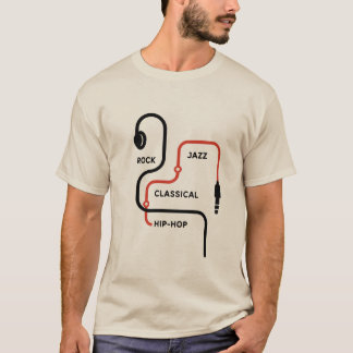 Camiseta Mapa de Música - Discussão Unisex de Fone de Ouvid