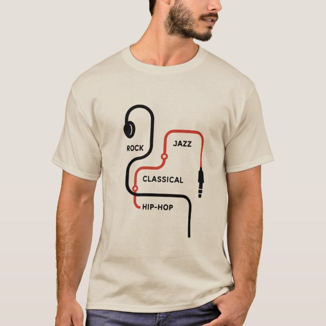 Camiseta Mapa de Música - Discussão Unisex de Fone de Ouvid (Frente)