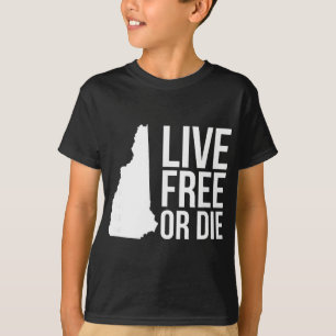 Camiseta Mapa de New Hampshire com lema Live Or Die Nh