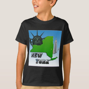 Camiseta Mapa de New York, estátua da liberdade, monumento