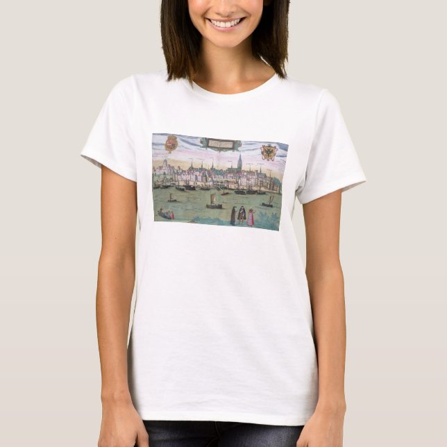 Camiseta Mapa de Nijmegen, de Civitates Orbis Terrarum b (Frente)