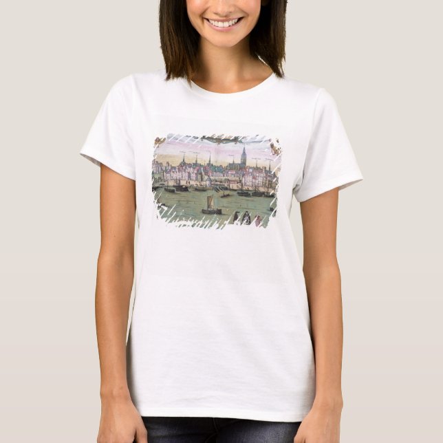 Camiseta Mapa de Nijmegen, de Civitates Orbis Terrarum b (Frente)