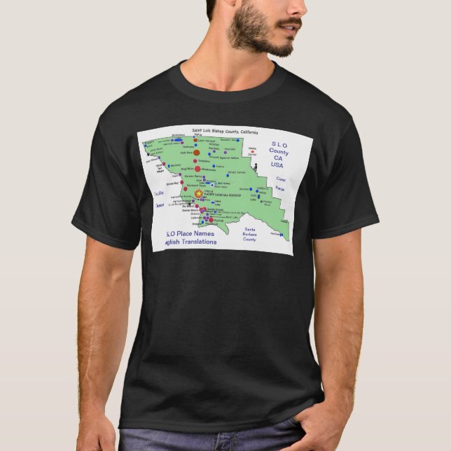 Camiseta MAPA de Nomes de Local SLO (Frente)