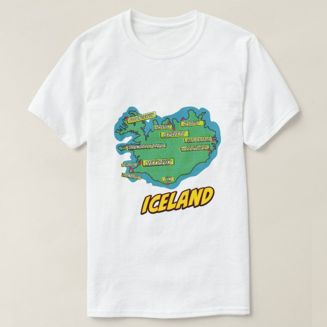 Camiseta Mapa de Nova Iorque ilustrado com pop Art (Frente do Design)