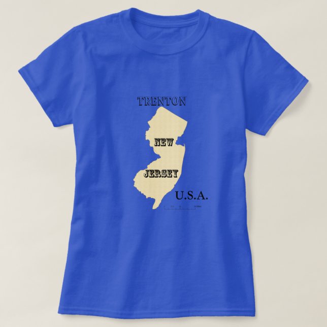 Camiseta - Mapa de Nova Jersey com Cidade (Frente do Design)