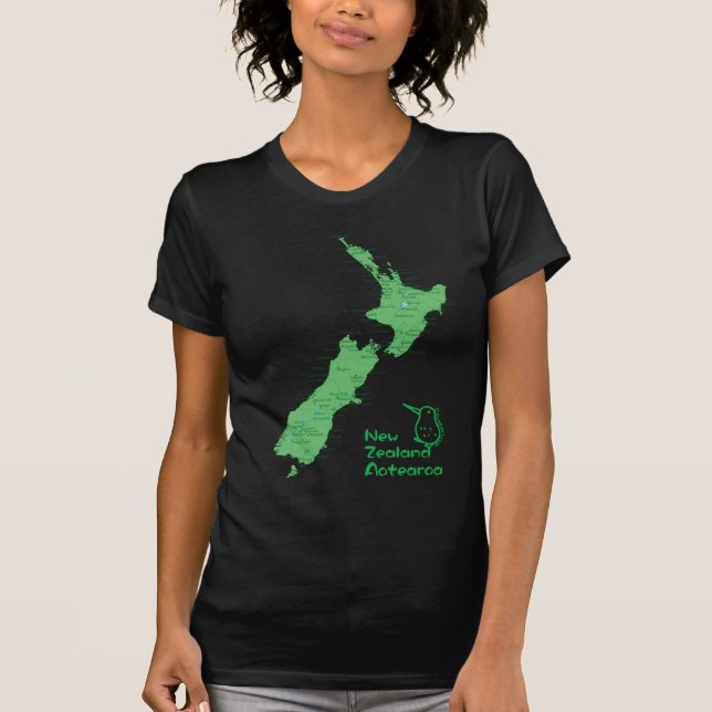 Camiseta Mapa de Nova Zelândia (Frente)