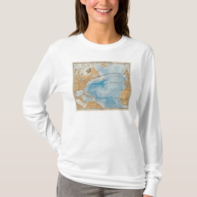 Camiseta Mapa de Oceano Atlântico norte (Frente)