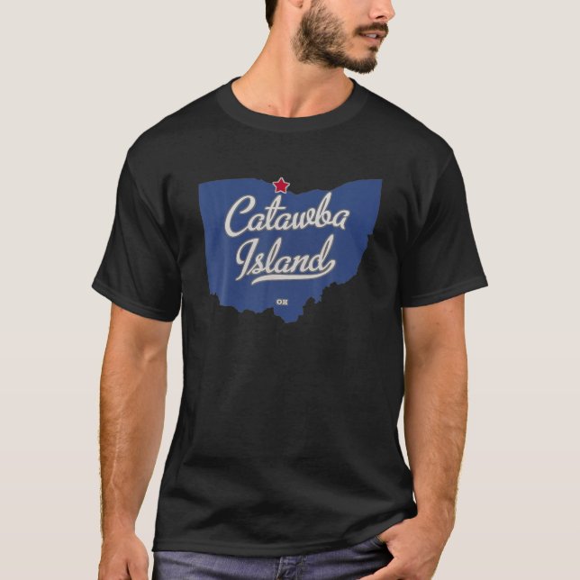 Camiseta Mapa de OH de Ohio na Ilha Catawba (Frente)