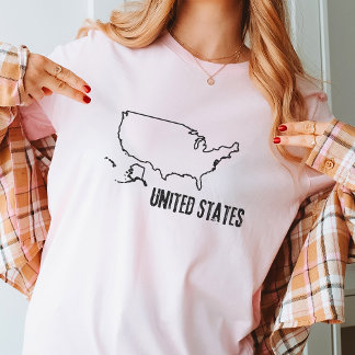 Camiseta Mapa de Países dos Estados Unidos para a Forma de