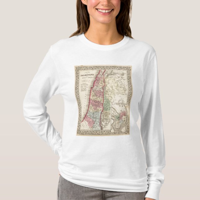 Camiseta Mapa de Palestina, Jerusalem por Mitchell (Frente)