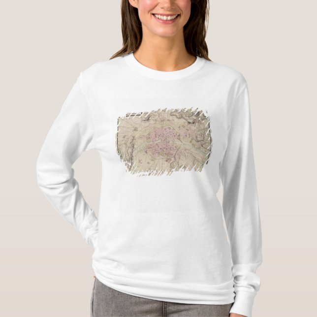 Camiseta Mapa de Paris e do seu cerco (Frente)