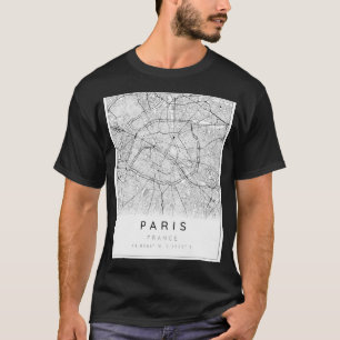 Camiseta Mapa de Paris Minimalista em Preto e Branco