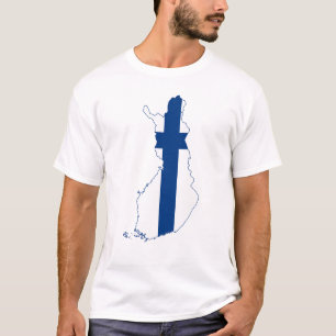 Camiseta Mapa de pavilhão da Camisa-T da Finlândia
