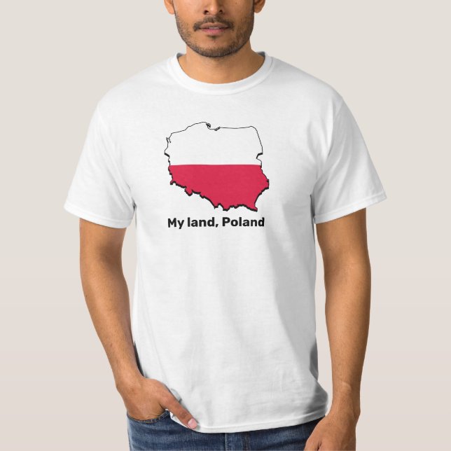 Camiseta Mapa de Polônia e Sinalizador impressos em T-Shirt (Frente)