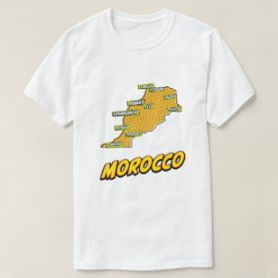 Camiseta Mapa de pop Art Ilustrado em Marrocos