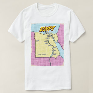 Camiseta Mapa de pop Art Ilustrado no Egito