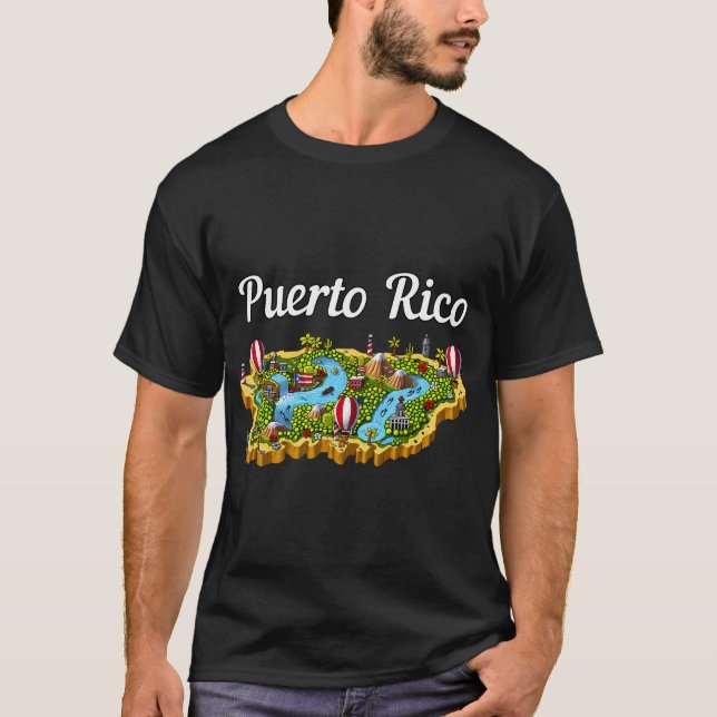 Camiseta Mapa de Porto Rico Boricua (Frente)