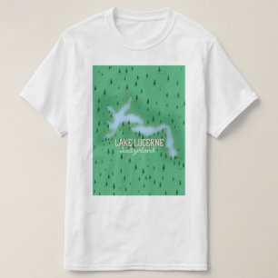 Camiseta Mapa de poster de viagens da Suiça do Lago Lucerne