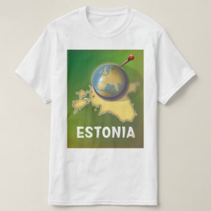 Camiseta Mapa de poster Viagens vintage da Estônia
