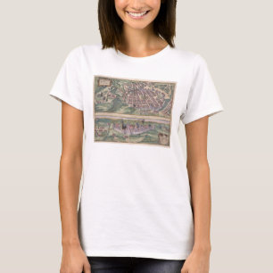 Camiseta Mapa de Poznan e de Gruczno, 'de Civitates Orbis T