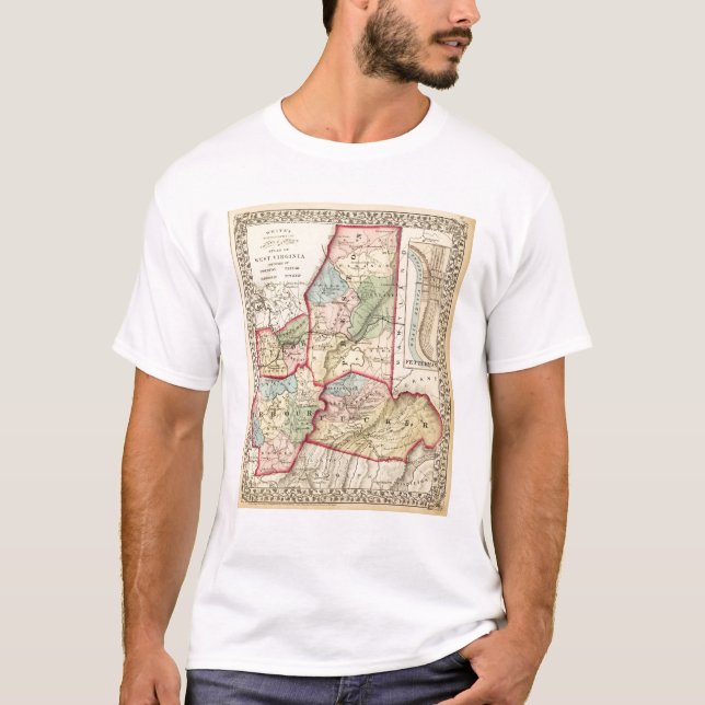 Camiseta Mapa de Preston, Taylor, Barbour, condados de (Frente)