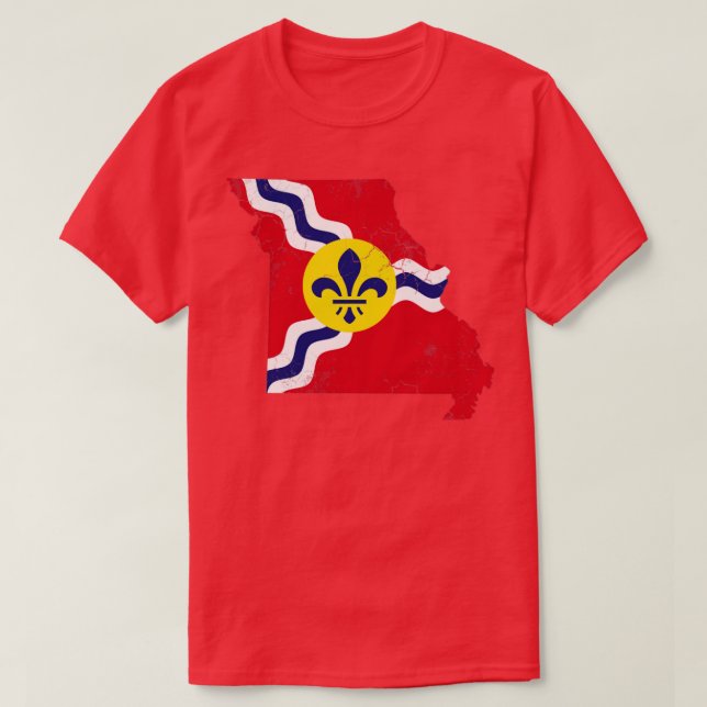 Camiseta Mapa de Rua Louis Flag Missouri (Frente do Design)
