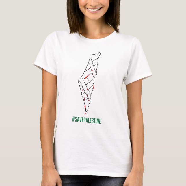 Camiseta Mapa de sangramento da Palestina - Liberdade para  (Frente)