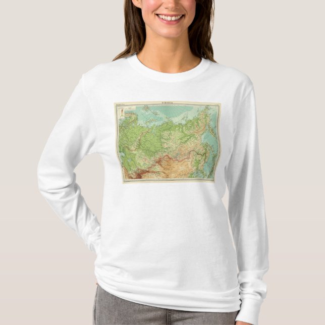 Camiseta Mapa de Sibéria com rotas de transporte (Frente)