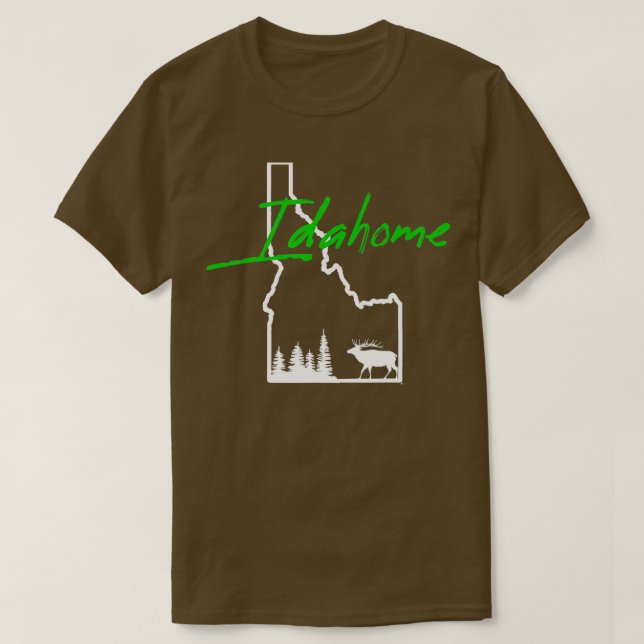 Camiseta Mapa de Silhueta do Elk da Árvore do Idahome Legal (Frente do Design)
