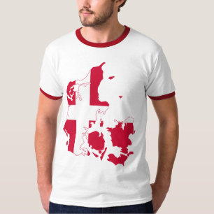 Camiseta Mapa de Sinalizador da Dinamarca