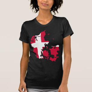 Camiseta Mapa de Sinalizador da Dinamarca DK