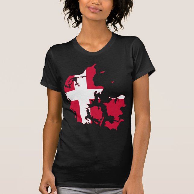 Camiseta Mapa de Sinalizador da Dinamarca DK (Frente)