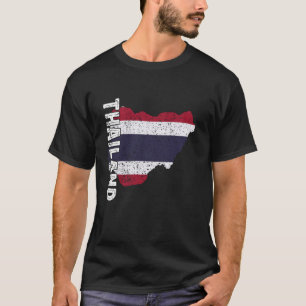 Camiseta Mapa de Sinalizador da Tailândia Vintage Bandeira