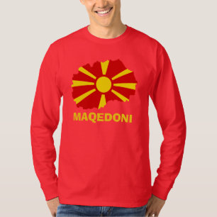 Camiseta Mapa de Sinalizador de Camisa-T Maqedoni Long Slee