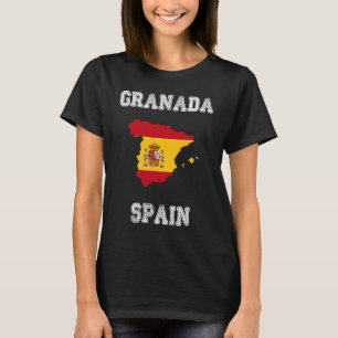 Camiseta Mapa de Sinalizador de Espanha de Vintage de Grana