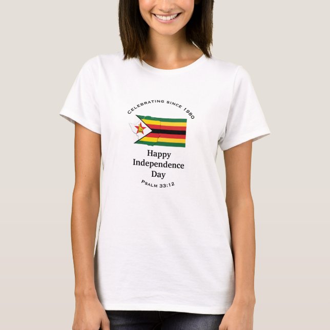 Camiseta Mapa de Sinalizador de INDEPENDÊNCIA ZIMBABUÉ BRAN (Frente)