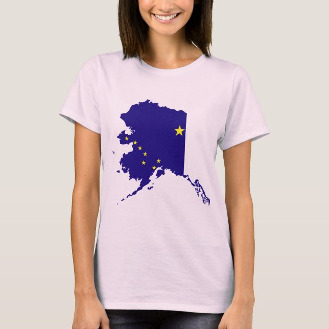 Camiseta Mapa de Sinalizador do Alasca (Frente)