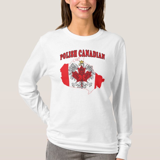 Camiseta Mapa de Sinalizador do Canadá Polonês (Frente)