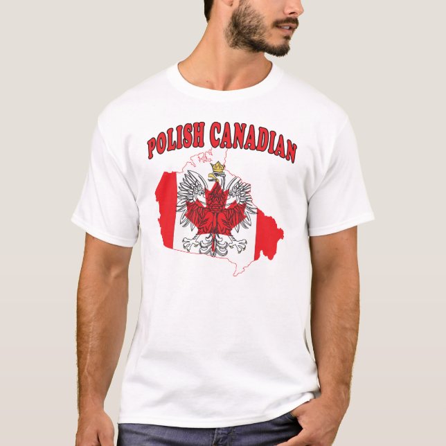 Camiseta Mapa de Sinalizador do Canadá Polonês (Frente)