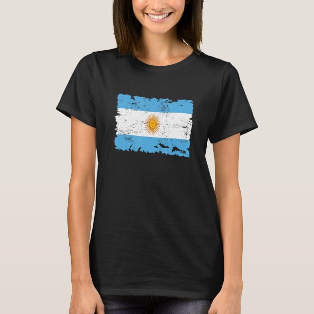 Camiseta Mapa de Sinalizador do Estilo Grunge Argentina e S (Frente)