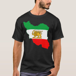 Camiseta Mapa de Sinalizador do Irã com Logotipo Lion