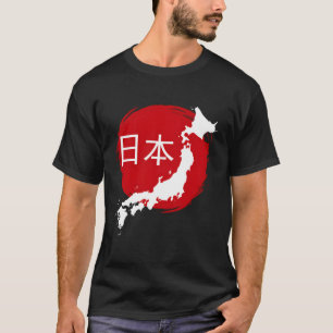 Camiseta Mapa de Sinalizador do Japão Nippon Nihon Tokyo Os