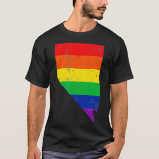 Camiseta Mapa de Sinalizador do Orgulho do Nevada Gay LGBT