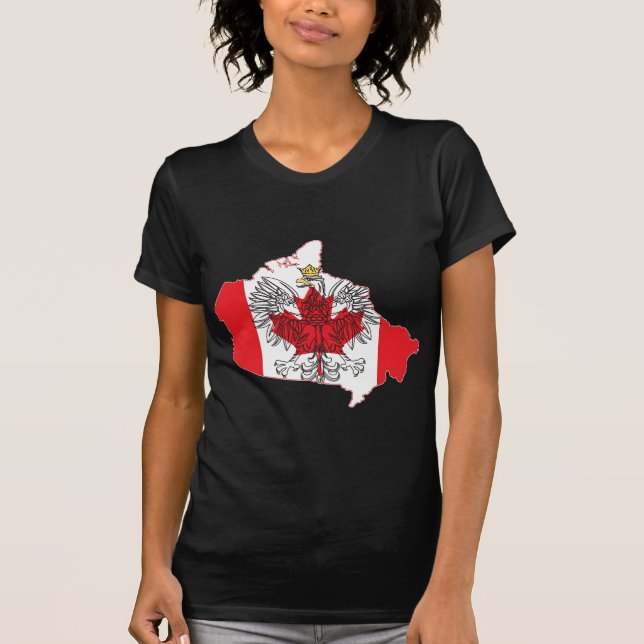 Camiseta Mapa de Sinalizador do Polônia Canadá (Frente)