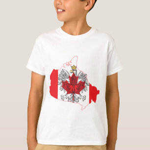 Camiseta Mapa de Sinalizador do Polônia Canadá