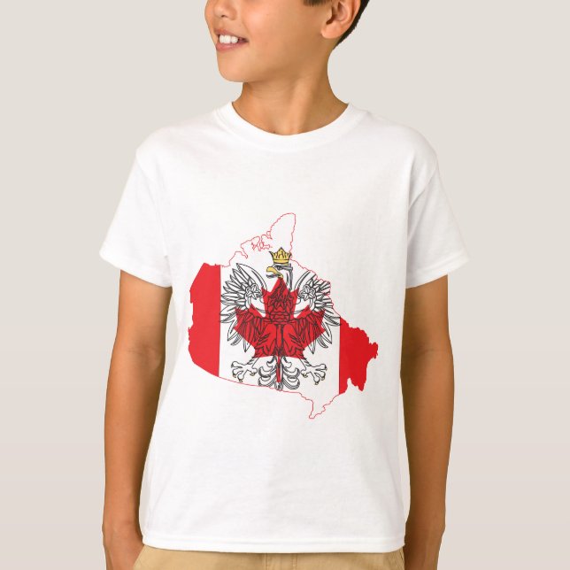 Camiseta Mapa de Sinalizador do Polônia Canadá (Frente)