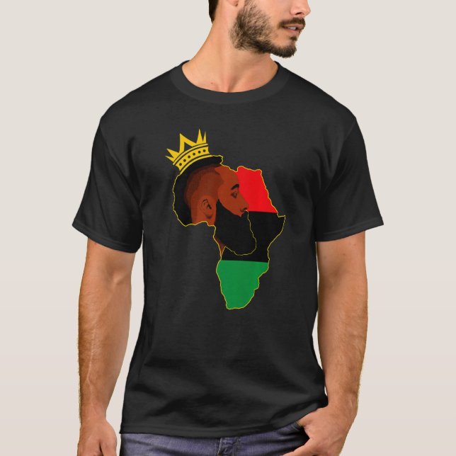 Camiseta Mapa de Sinalizador Pan-Africano do Rei Negro Mela (Frente)