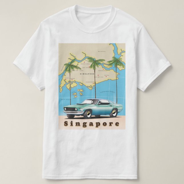 Camiseta mapa de Singapura (Frente do Design)